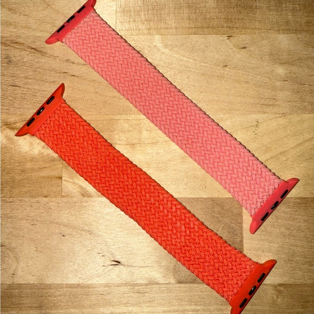 Braided Solo Loop Watch Bands in Light Pink and Coral